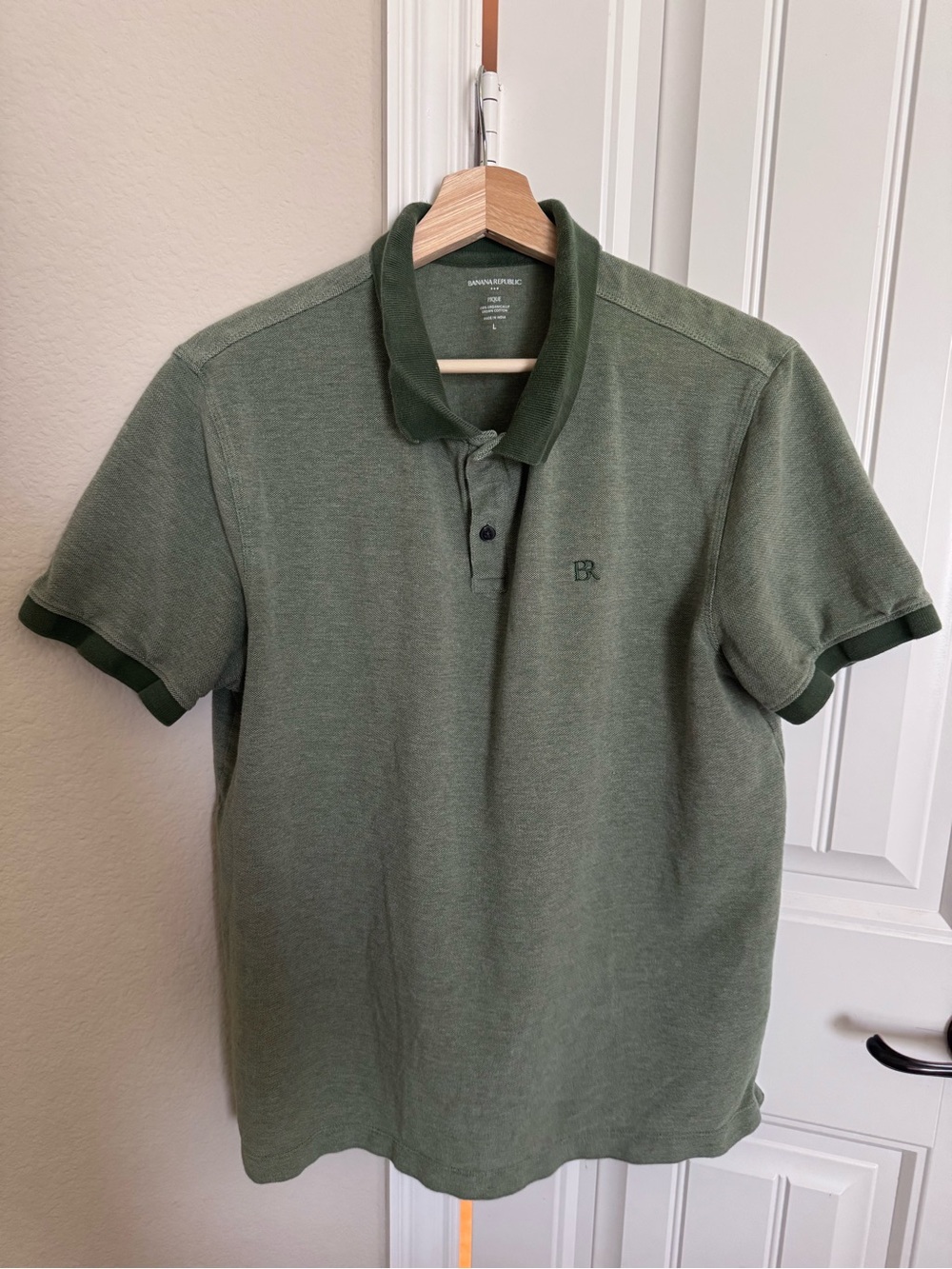 Banana Republic Men's Green Two-Tone Pique Polo